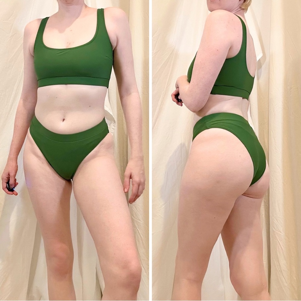 💜 LAST CHANCE Sporty Green True Green Athletic Style High Rise Bikini Swimsuit